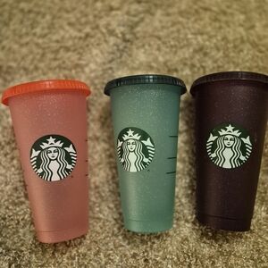 Starbucks Colorful Reusable Plastic Cup Trio - Coral, Teal, Plum